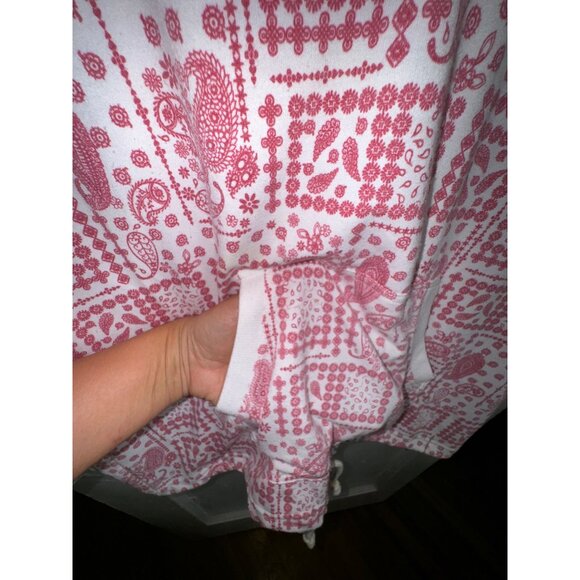 Jane & Delancey L Red & White Paisley Print Hoodie With Kangaroo Pockets Hippie - Picture 7 of 7